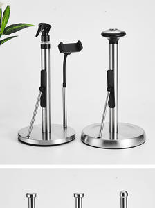 Porte-rouleau de cuisine de bureau sans trou, porte-serviettes de cuisine en acier inoxydable, porte-serviettes en papier droit réglable - Product Image 4