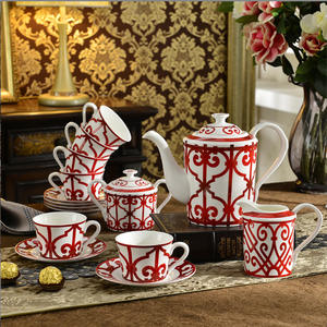 Luxury Traditional Best Selling <b>Red</b> <b>Paper</b>-cut Art Dinnerware Sets Bone China Coffee Tea Home Decors - Product Image 1