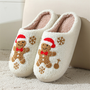 Novedad 2024 Pantuflas para el Hogar Zapatillas Acogedoras de Felpa para Interiores con Patrón de Santa Claus y Árbol de Navidad Pantuflas Cálidas de Algodón para Invierno Venta al por Mayor - Product Image 6