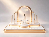 Support d'affichage en acrylique arqué pour parfums et cosmétiques avec éclairage LED, base à niveaux pour produits de maquillage et de beauté, taille et couleur personnalisables