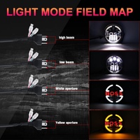 Système d'éclairage de moto tout-terrain Auto Hi-lo avec lentille DRL jaune et blanche, phares LED ronds de 7 pouces pour Jeep Wrangler JK JL