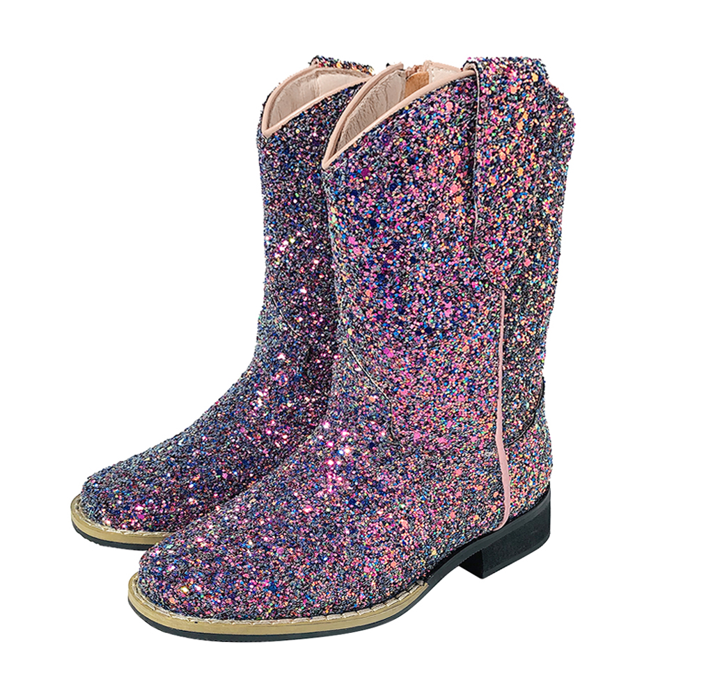 Детские ботинки с блестками, удобные ковбойские ботинки из натуральной кожи на резиновой подошве для верховой езды, Новое поступление 2021