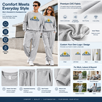 Ensemble de sweats à capuche col rond respirants décontractés, coupe oversize à épaules tombantes, vente en gros