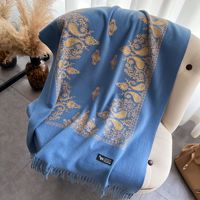 Écharpes en cachemire épais brodées classiques du Moyen-Orient/Dubaï/Arabie pour femmes, avec pompons, vente en gros