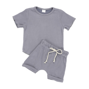 All'ingrosso Del Bambino Appena Nato Insieme Dei Vestiti del Cotone Tessuto Waffle Bambini Bicchierini di Estate Del Bambino Insieme Dei Vestiti del Ragazzo - Product Image 2