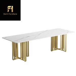 High Quality Luxury <strong>Thin</strong> Marble Top <strong>Dining</strong> <strong>Table</strong> White Gold for Villa and Hotel for Home Furniture - Product Image 6