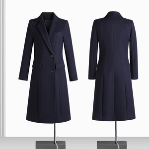 Women's Professional Winter Wool Coat Mid Length Black Hotel Uniform With Pocket Thickened Warm - Product Image 2