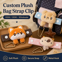 En gros, Connecteur détachable en peluche de dessin animé pour sangle de sac, avec anneau en D et support de breloque, pour sacs à main et accessoires de mode