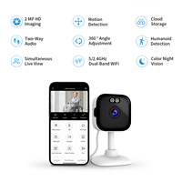 Mini caméra de sécurité intérieure 2K pour la maison et les animaux de compagnie, caméra couleur CMOS 2MP, fonctionne comme un babyphone, caméra IP de sécurité avec suivi automatique