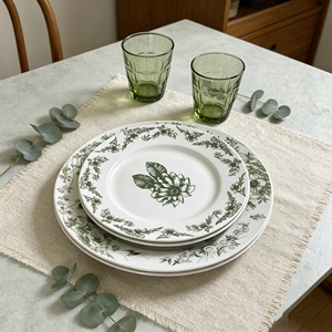 Vaisselle en céramique vintage française, assiettes rétro du milieu du siècle, assiettes pour le petit-déjeuner, les pâtes et les desserts - Product Image 3