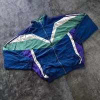 Veste en nylon pour hommes grande taille coupe-vent à fermeture éclair à rayures personnalisées Patchwork bloc de couleur à capuche pour l'extérieur