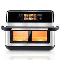 Friteuse à air double zone en acier inoxydable avec écran LCD et double panier multifonction (rôtir/cuire/déshydrater) pour usage domestique