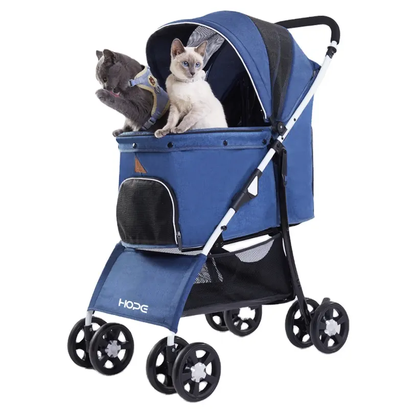 Hoge Kwaliteit Groothandel Luxe Trolley Kinderwagen Outdoor Hond Kinderwagen Opvouwbaar Easy Pet Kinderwagen Voor Kat Hond