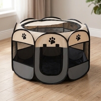 EUR VET Tente de clôture pour animaux de compagnie en nylon écologique à motif de dessin animé, carrée, pliable, pour chaton, avec fermeture éclair, protection pour chien