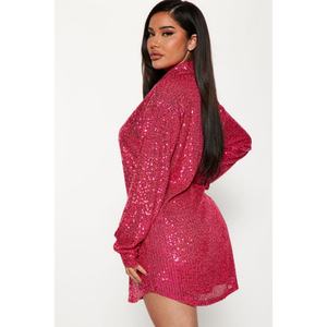 Vestido Camisero con Lentejuelas, Estilo Europeo y Americano, Clásico, para Mujer, con Solapa, a la Moda - Product Image 6