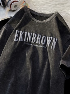Custom Heavy <b>Weight</b> Acid Wash T Shirt Oversized Foam 3d Screen Logo Men Puff Print Vintage T Shirt - Product Image 3
