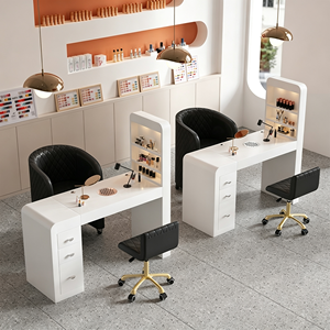 Ensemble de table et chaise de manucure pour salon de beauté moderne avec collecteur de poussière, tables à ongles blanches de luxe, ensemble de table et chaise de manucure - Product Image 2