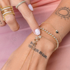 สร้อยข้อมือ Gemnel Evil Eye Hand Chain เงินแท้ 925 ประดับเพชรสามเม็ด เครื่องประดับป้องกันภัย สร้อยข้อมือแซฟไฟร์ สำหรับใส่ซ้อนกัน - Product Image 2