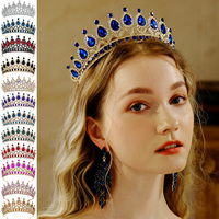Couronne scintillante multicolore pour fête, diadème de reine, grande couronne pour cosplay, spectacle, anniversaire