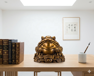 Figura de Rana de Tres Patas de Latón Fundido en Caliente, Bañada en Oro, Personalizable, Directo de Fábrica, Feng Shui, Rana de <span class=keywords><strong>la</strong></span> Fortuna Premium - Product Image 4