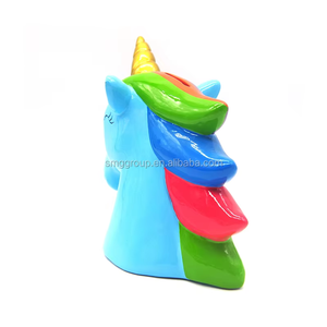 Céramique mignon OEM cadeaux arc-en-ciel <span class=keywords><strong>licorne</strong></span> économie <span class=keywords><strong>tirelire</strong></span> pour la décoration intérieure enfant cadeaux d'anniversaire Animal 3d <span class=keywords><strong>tirelire</strong></span> - Product Image 1