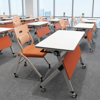 Table gigogne moderne en fer avec plateau rabattable pour salles de conférence/formations et bureaux d'étudiant - Hauteur réglable