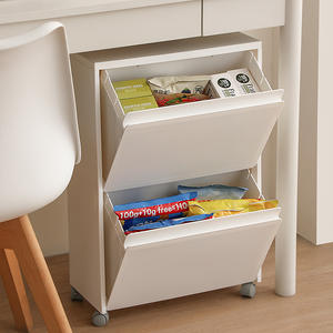 Meuble de rangement multi-niveaux sur pied pour salon, avec tiroirs pour snacks et jouets pour bébé, doté de roulettes - Product Image 3