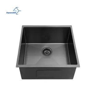 Factory Square 17 Inch Undermount one Bowl black 16 Gauge 304 Stainless Steel Kitchen Sink