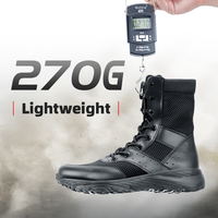Bottes tactiques en cuir, respirantes, légères, avec fermeture éclair, pour l'été, antidérapantes, pour l'extérieur