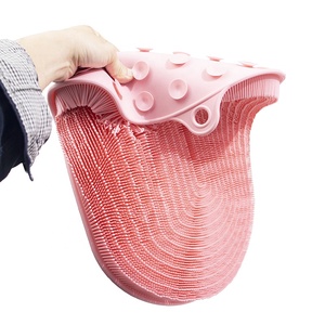Kaymaz silikon geri banyo paspas büyük düz Sticker duş kazıyıcı temizleme fırçası Oval şekil ayak törpüleyici vücut uygulama için - Product Image 4