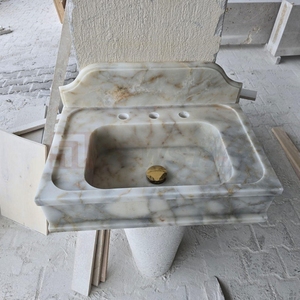 Lavabo in marmo per Viola lucido facile da pulire in pietra di granito onice naturale lavabo a foro singolo per bagno - Product Image 5