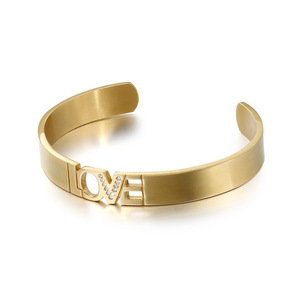 Braccialetto del polsino placcato oro del braccialetto ispiratore di amore dell'acciaio inossidabile del regalo all'ingrosso di festa della mamma - Product Image 4