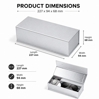 Boîte de rangement pour montres et lunettes à fermeture magnétique de style rabattable personnalisée, design texturé haut de gamme argenté, prend en charge le logo en estampage à chaud