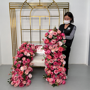 Composizione Floreale Decorativa <span class=keywords><strong>per</strong></span> Matrimoni in Seta Artificiale, Runner di Rose <span class=keywords><strong>Rosa</strong></span> Acceso <span class=keywords><strong>per</strong></span> Decorazione Sfondo - Product Image 2