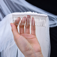 Voile de mariée de luxe fait main en perles, style cathédrale, 3 mètres, en tulle blanc beige, accessoires de robe de mariée, perlé, 1 couche, polyester