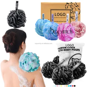 Custom Logo Soft Bath Bubble Flower Scrub Shower Puff Shower Sponge Mesh Bath-sponge Shower Bouquet Exfoliating Bath Ball