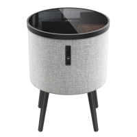 Table basse de style contemporain avec verre trempé et matériau en bois Système de haut-parleurs durable pour la maison