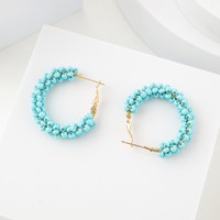 Pendientes de Aro Bohemios Personalizados con Cuentas de Colores, Estilo Europeo Americano, Joyería Artesanal para Mujer, Venta al Por Mayor
