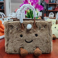 Sac à bandoulière en peluche motif visage souriant, nouveauté hiver, vente en gros d'usine OEM, sac de Noël portable.