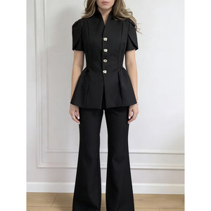 Giacca Estiva Casual da <span class=keywords><strong>Donna</strong></span>, Top Femminile Fatto a Mano con Maniche Corte e Bottoni Vintage, Stile Retrò - Product Image 1