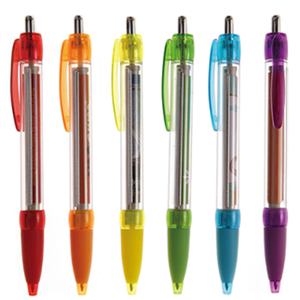 Bolígrafo Retráctil de Plástico con Cuerpo Transparente, Bolígrafo Promocional con Banner Extraíble Personalizado - Product Image 1