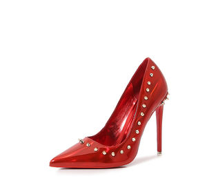 Tacchi a Spillo con Punta Affusolata da 12 <span class=keywords><strong>CM</strong></span> per Donna, in Vernice, Tacco Alto Arcobaleno, Tacco Metallico Dorato con Borchie - Product Image 4