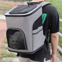Sac à dos de transport pour animaux de compagnie, chien et chat, à double épaule, à bouche ronde, respirant, portable, avec fermeture éclair, pour l'extérieur