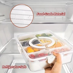 4Grid /8 Grid <b>Snack</b> Box <b>Container</b>, Portable Travel Charcuterie Board with Lid, Refrigerator Food Storage Box, <b>Snack</b> Organizer - Product Image 4