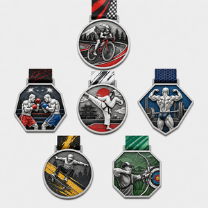 Médailles de sport personnalisées en alliage de zinc 3D, cyclisme, boxe, taekwondo, musculation, skateboard, tir à l'arc, avec ruban imprimé - Product Image 2