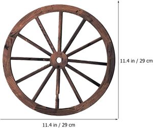 2 pezzi di legno ruota di carro decorazione della parete incisa a mano vecchio stile occidentale fattoria appesa in legno ruote parete arte - Product Image 6