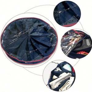 New Product <b>Storage</b> Bag Underbed Foldable <b>Shoes</b> <b>Storage</b> Organizer Round Bag With Clean PVC Lid Zippers - Product Image 5