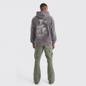 Logotipo de etiqueta tejida de lujo 100% sarga de algodón caqui Delgado apilado Flare Camo Gusset Rip Cargo pantalones para hombres - Product Image 2