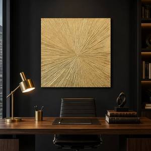 Quadro astratto dorato dipinto a mano al 100% su tela, dimensioni personalizzabili, pronto da appendere, decorazione per la casa, in offerta speciale. - Product Image 3