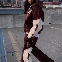 Ensemble sweat-shirt et pantalon décontracté à manches courtes surdimensionné imprimé et délavé personnalisé 430G pour l'automne